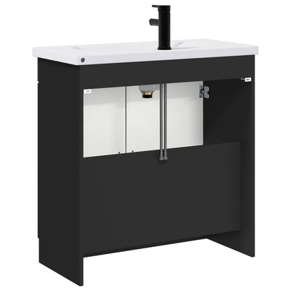 vidaXL Bathroom Furniture Set Black 56 x 37.5 x 81 cm Engineered Wood