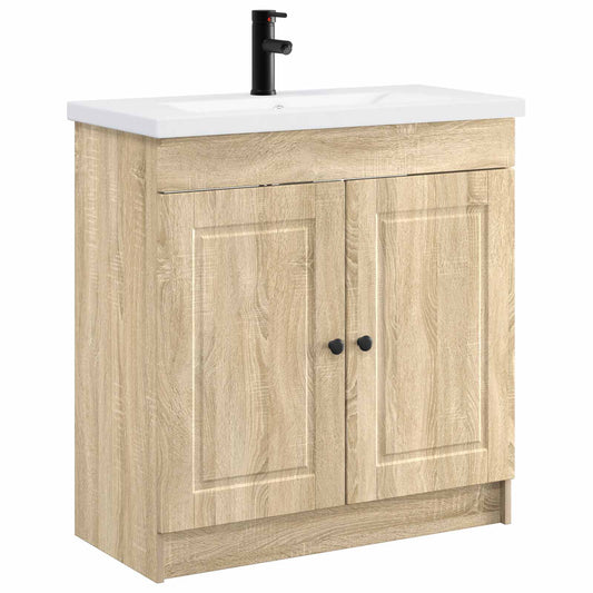vidaXL Bathroom Furniture Set Sonoma Oak 56 x 37.5 x 81 cm