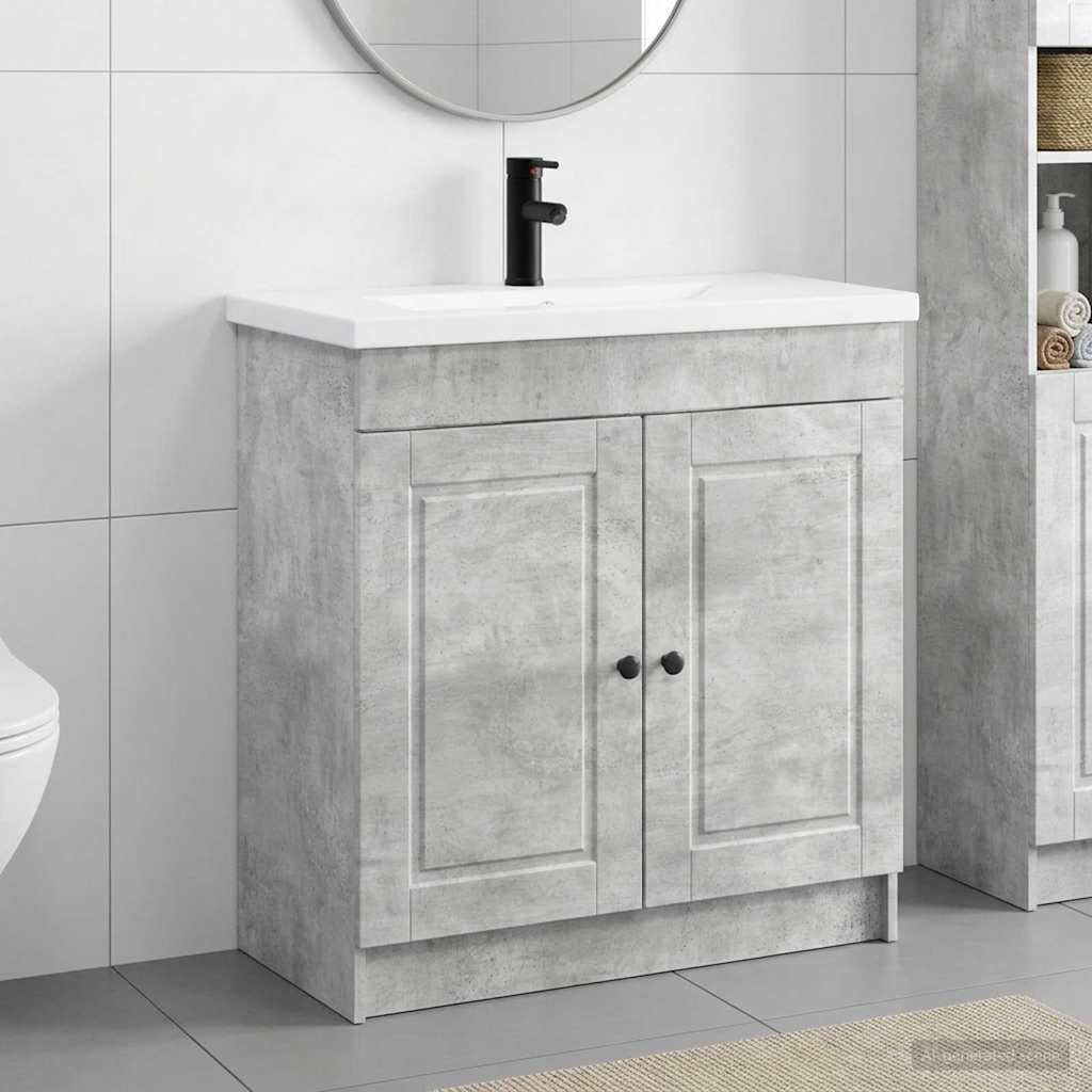 vidaXL Bathroom Furniture Set Concrete Grey 56 x 37.5 x 81 cm
