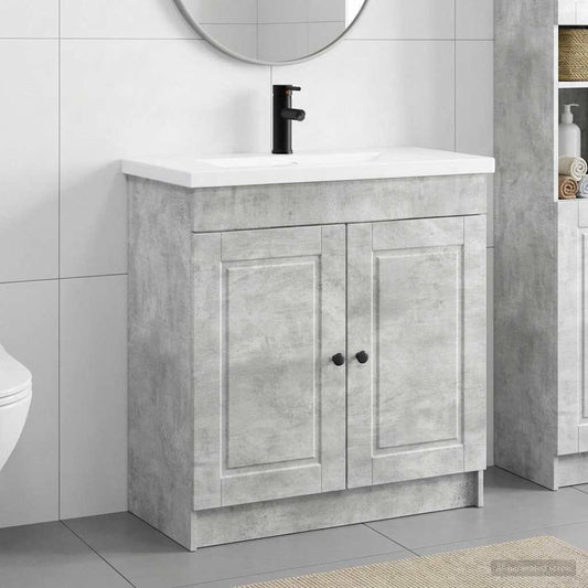 vidaXL Bathroom Furniture Set Concrete Grey 56 x 37.5 x 81 cm