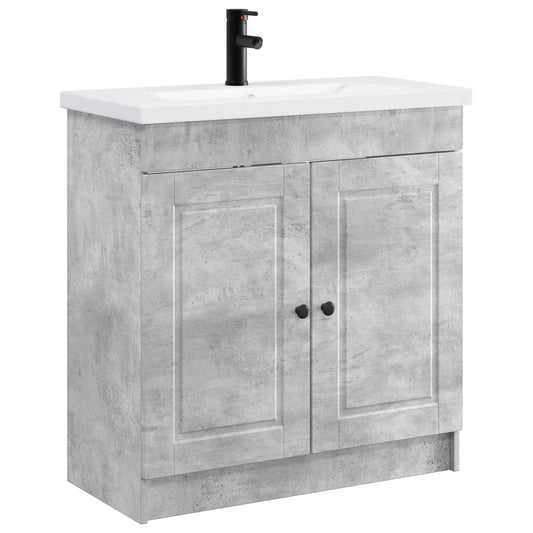 vidaXL Bathroom Furniture Set Concrete Grey 56 x 37.5 x 81 cm