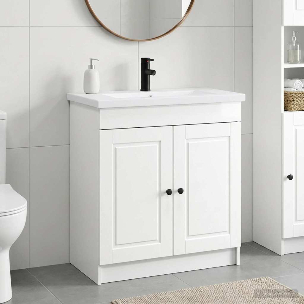 vidaXL Bathroom Furniture Set High Gloss White 56 x 37.5 x 81 cm