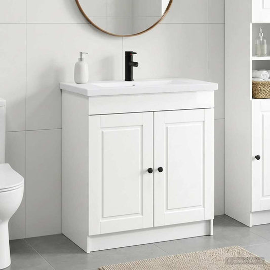 vidaXL Bathroom Furniture Set High Gloss White 56 x 37.5 x 81 cm