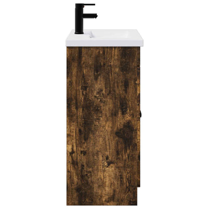 vidaXL Bathroom Furniture Set Smoked Oak 56 x 37.5 x 81 cm
