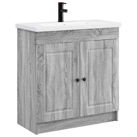 vidaXL Bathroom Furniture Set Grey Sonoma 56 x 37.5 x 81 cm