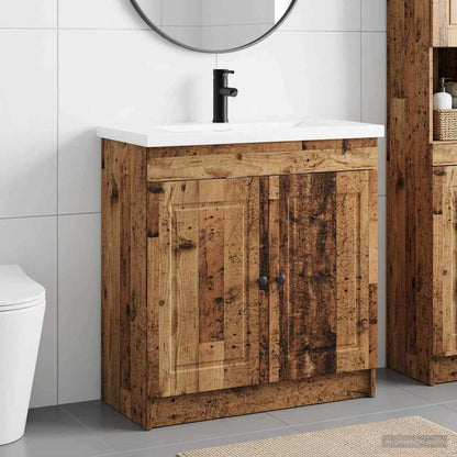 vidaXL Bathroom Furniture Set Old Wood 56 x 37.5 x 81 cm