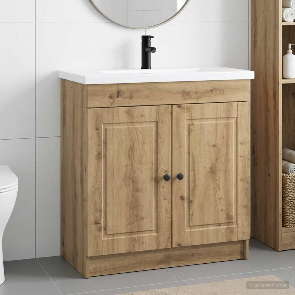 vidaXL Bathroom Furniture Set Artisan Oak 56 x 37.5 x 81 cm