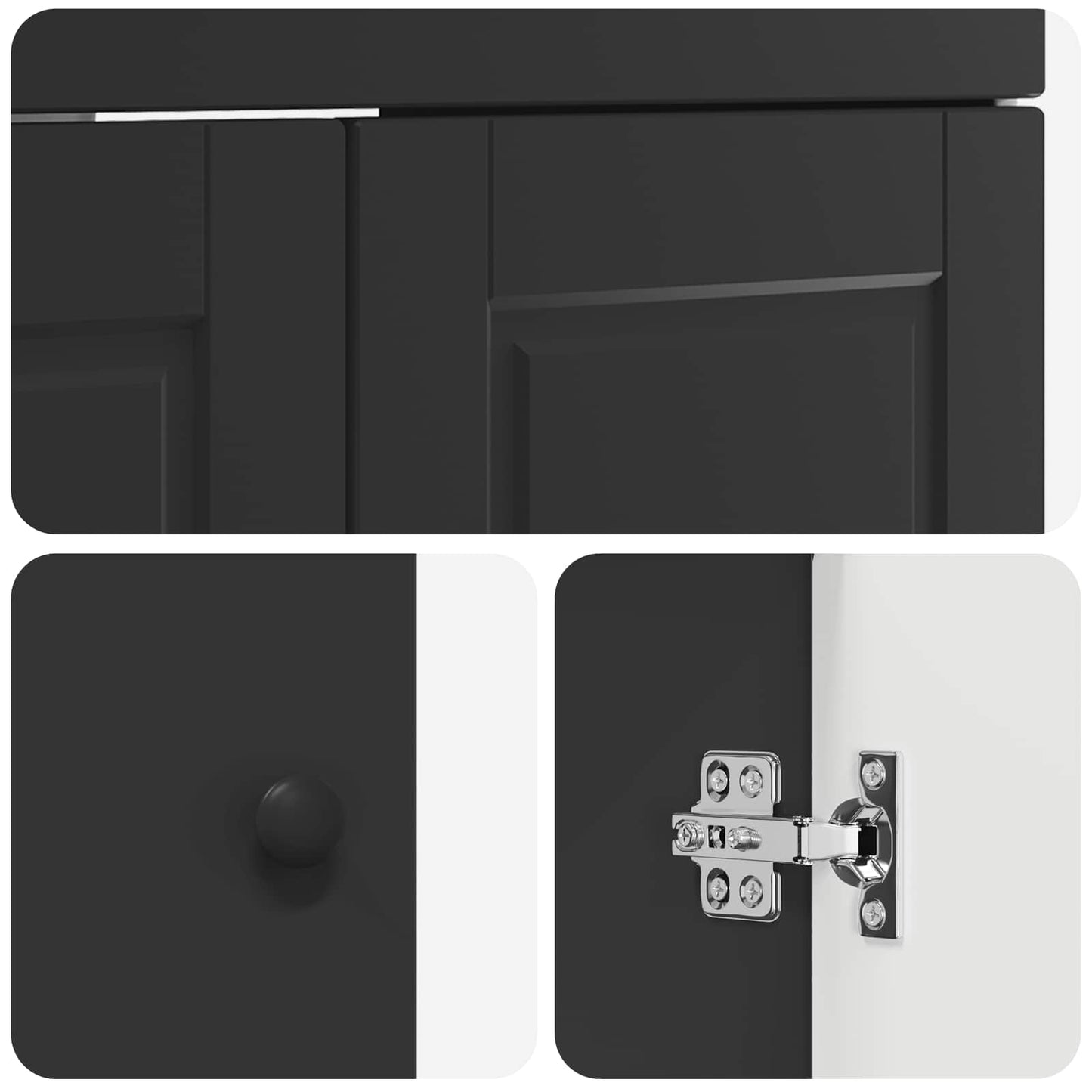 vidaXL Bathroom Furniture Set Black 78.5 x 37.5 x 81 cm
