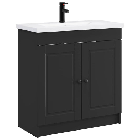 vidaXL Bathroom Furniture Set Black 78.5 x 37.5 x 81 cm