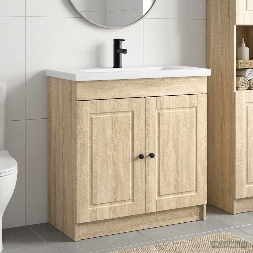 vidaXL Bathroom Furniture Set Sonoma Oak 78.5 x 37.5 x 81 cm