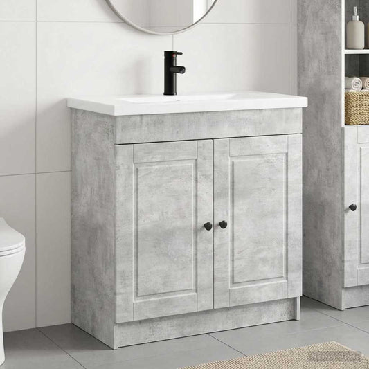 vidaXL Bathroom Furniture Set Concrete Grey 78.5 x 37.5 x 81 cm