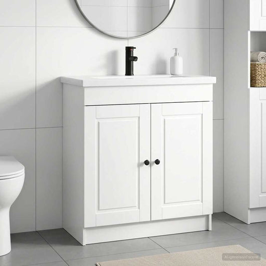vidaXL Bathroom Furniture Set High Gloss White 78.5 x 37.5 x 81 cm