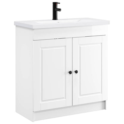 vidaXL Bathroom Furniture Set High Gloss White 78.5 x 37.5 x 81 cm