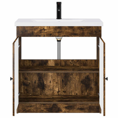 vidaXL Bathroom Furniture Set Smoked Oak 78.5 x 37.5 x 81 cm