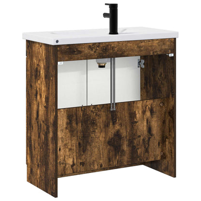 vidaXL Bathroom Furniture Set Smoked Oak 78.5 x 37.5 x 81 cm