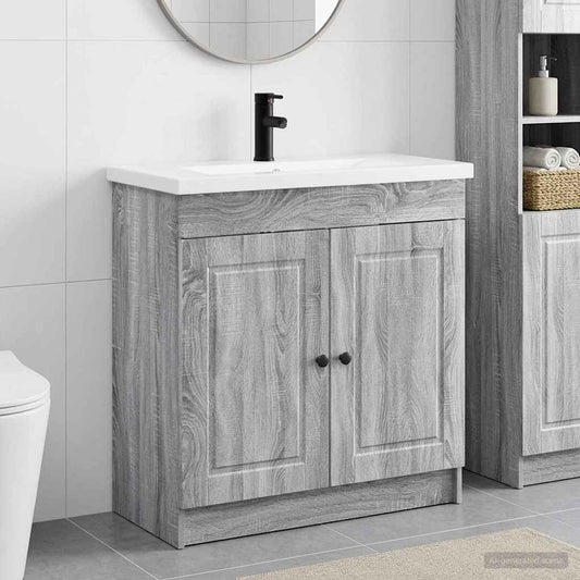vidaXL Bathroom Furniture Set Grey Sonoma 78.5 x 37.5 x 81 cm