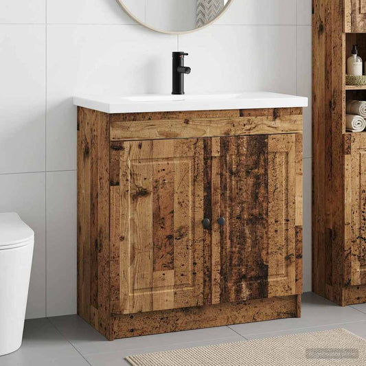 vidaXL Bathroom Furniture Set Old Wood 78.5 x 37.5 x 81 cm