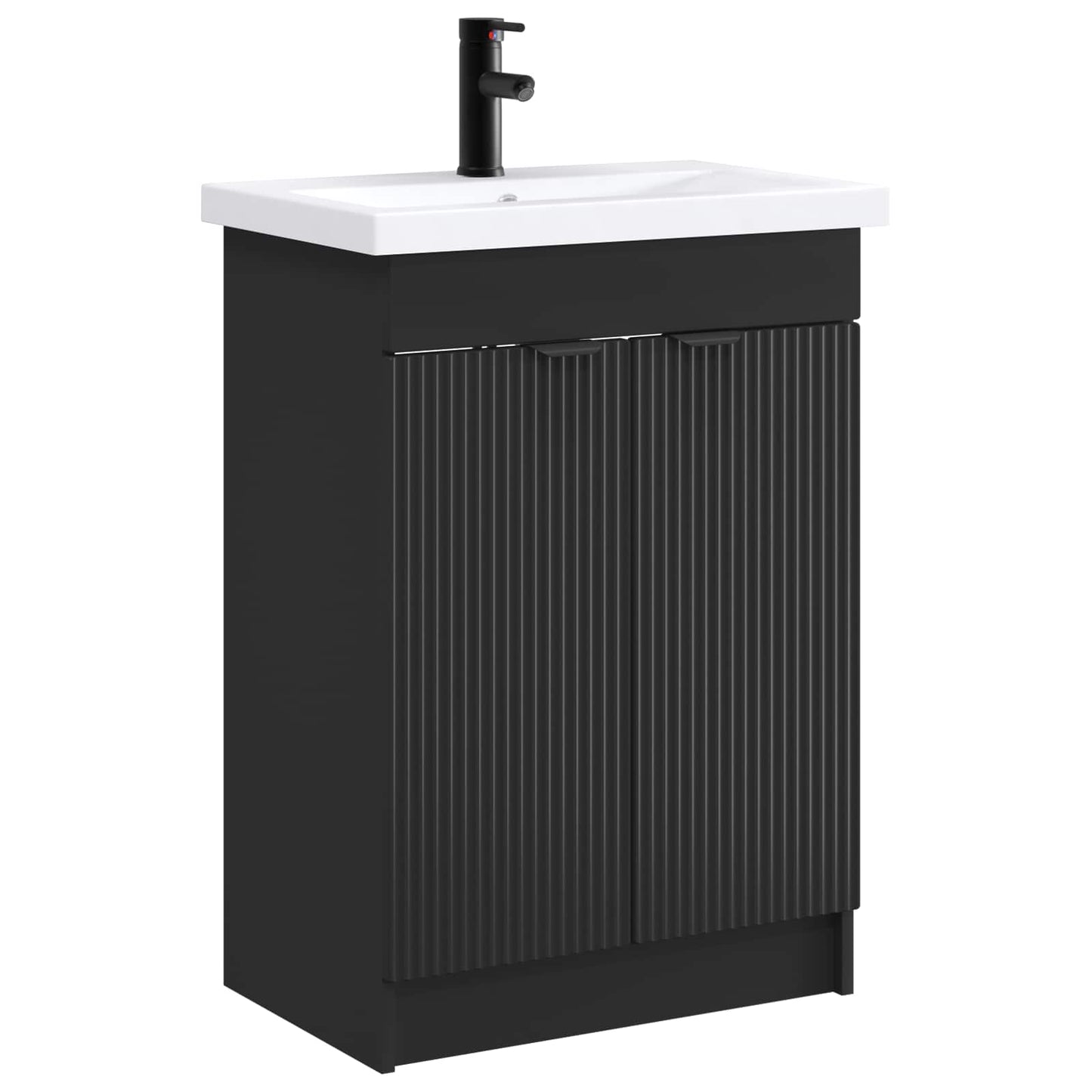 vidaXL Bathroom Furniture Set Black 56 x 37.5 x 81 cm Engineered Wood