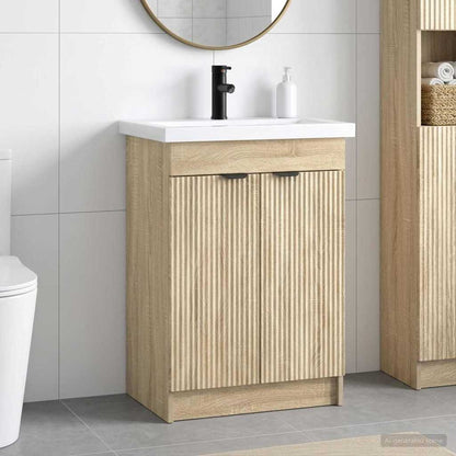 vidaXL Bathroom Furniture Set Sonoma Oak 56 x 37.5 x 81 cm
