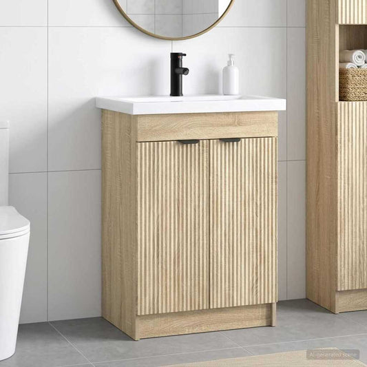 vidaXL Bathroom Furniture Set Sonoma Oak 56 x 37.5 x 81 cm