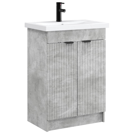 vidaXL Bathroom Furniture Set Concrete Grey 56 x 37.5 x 81 cm
