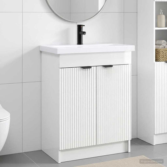 vidaXL Bathroom Furniture Set High Gloss White 56 x 37.5 x 81 cm