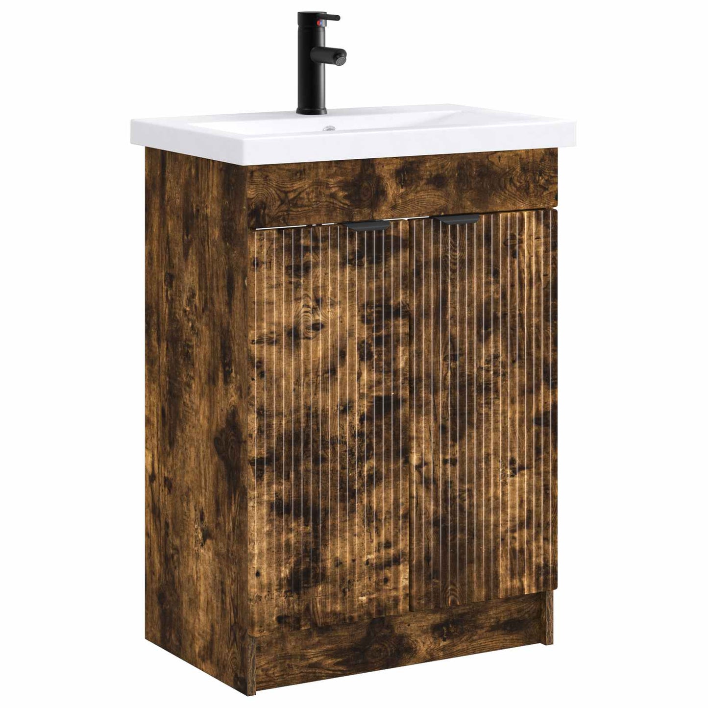 vidaXL Bathroom Furniture Set Smoked Oak 56 x 37.5 x 81 cm