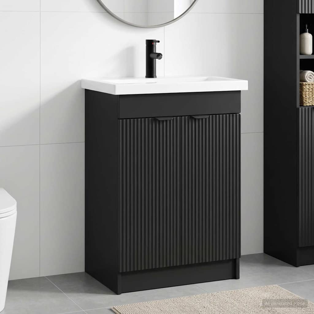 vidaXL Bathroom Furniture Set Black 78.5 x 37.5 x 81 cm