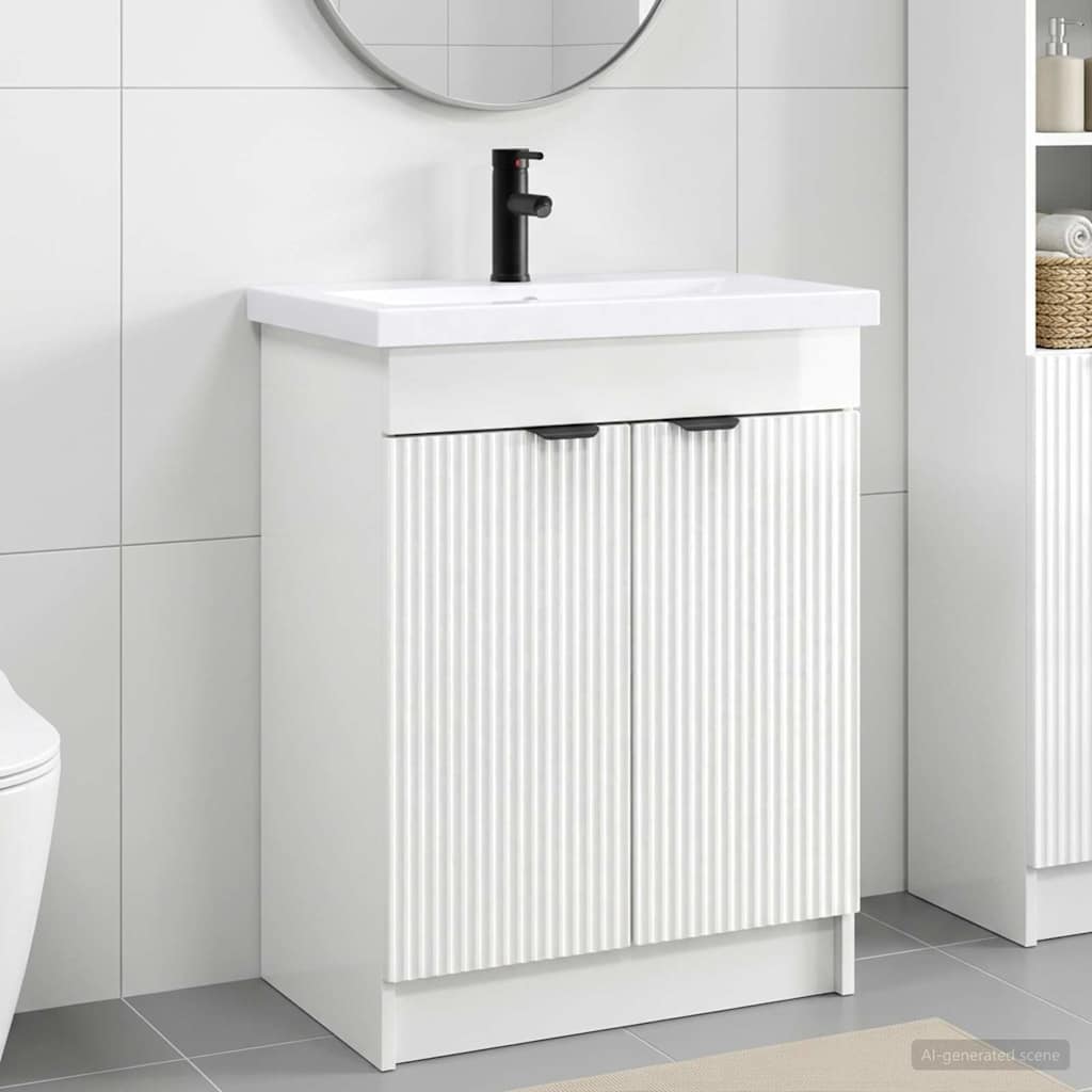 vidaXL Bathroom Furniture Set High Gloss White 78.5 x 37.5 x 81 cm
