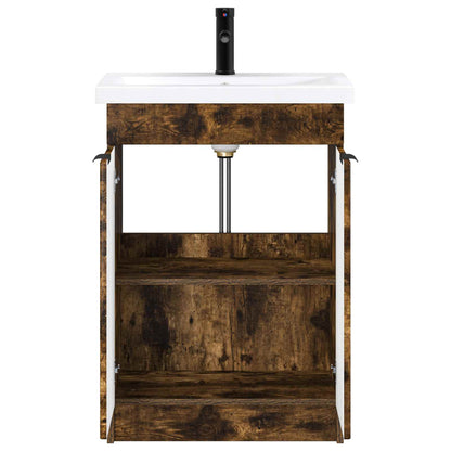 vidaXL Bathroom Furniture Set Smoked Oak 78.5 x 37.5 x 81 cm
