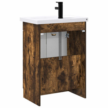 vidaXL Bathroom Furniture Set Smoked Oak 78.5 x 37.5 x 81 cm