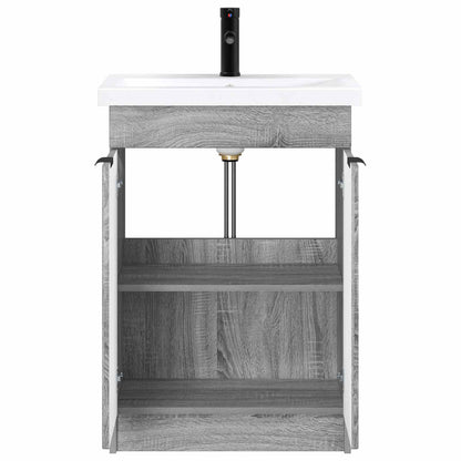 vidaXL Bathroom Furniture Set Grey Sonoma 78.5 x 37.5 x 81 cm