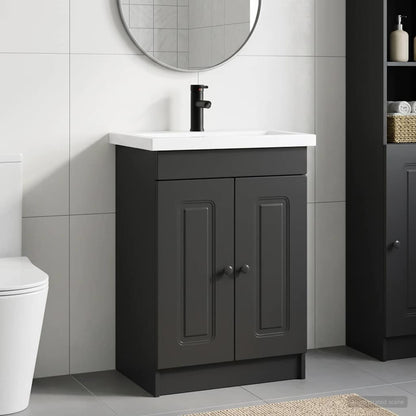 vidaXL Bathroom Furniture Set Black 56 x 37.5 x 81 cm Engineered Wood