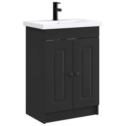 vidaXL Bathroom Furniture Set Black 56 x 37.5 x 81 cm Engineered Wood