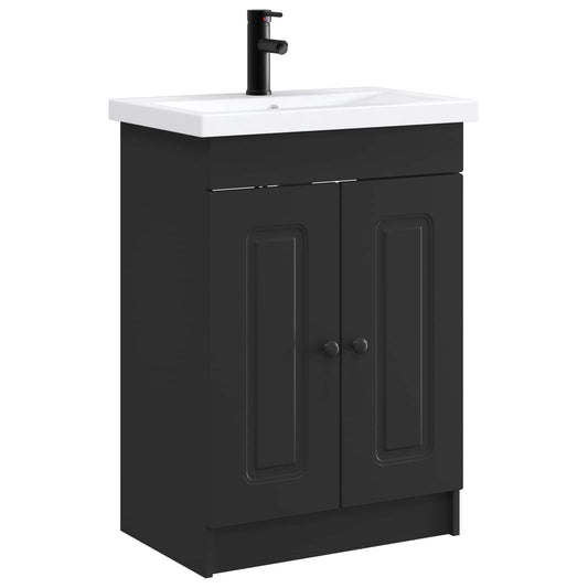 vidaXL Bathroom Furniture Set Black 56 x 37.5 x 81 cm Engineered Wood