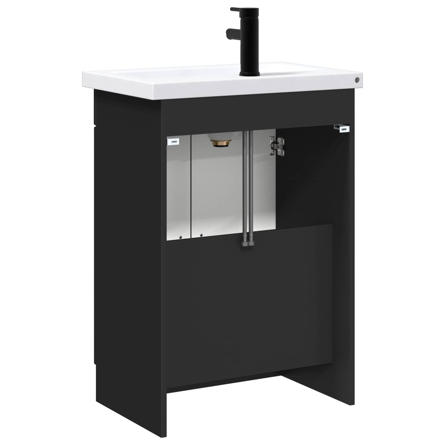 vidaXL Bathroom Furniture Set Black 56 x 37.5 x 81 cm Engineered Wood