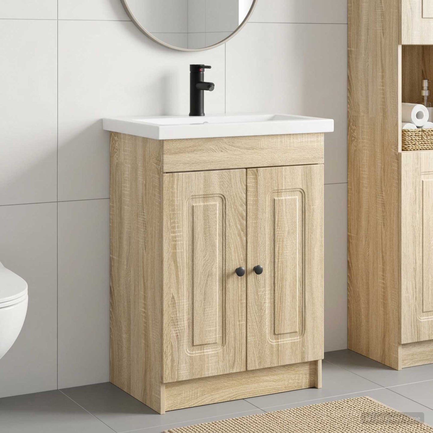 vidaXL Bathroom Furniture Set Sonoma Oak 56 x 37.5 x 81 cm