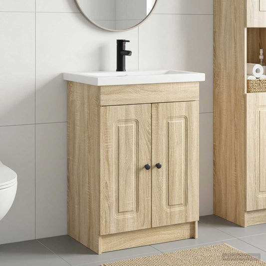 vidaXL Bathroom Furniture Set Sonoma Oak 56 x 37.5 x 81 cm