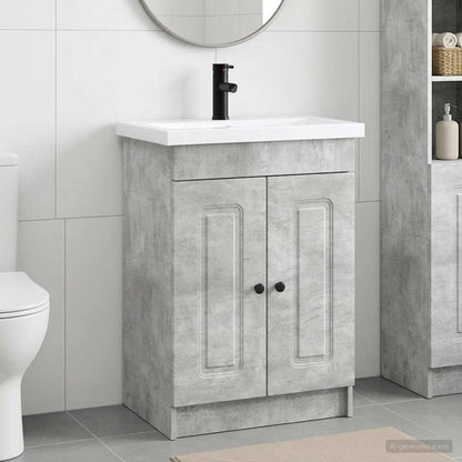 vidaXL Bathroom Furniture Set Concrete Grey 56 x 37.5 x 81 cm