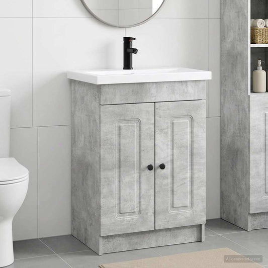 vidaXL Bathroom Furniture Set Concrete Grey 56 x 37.5 x 81 cm