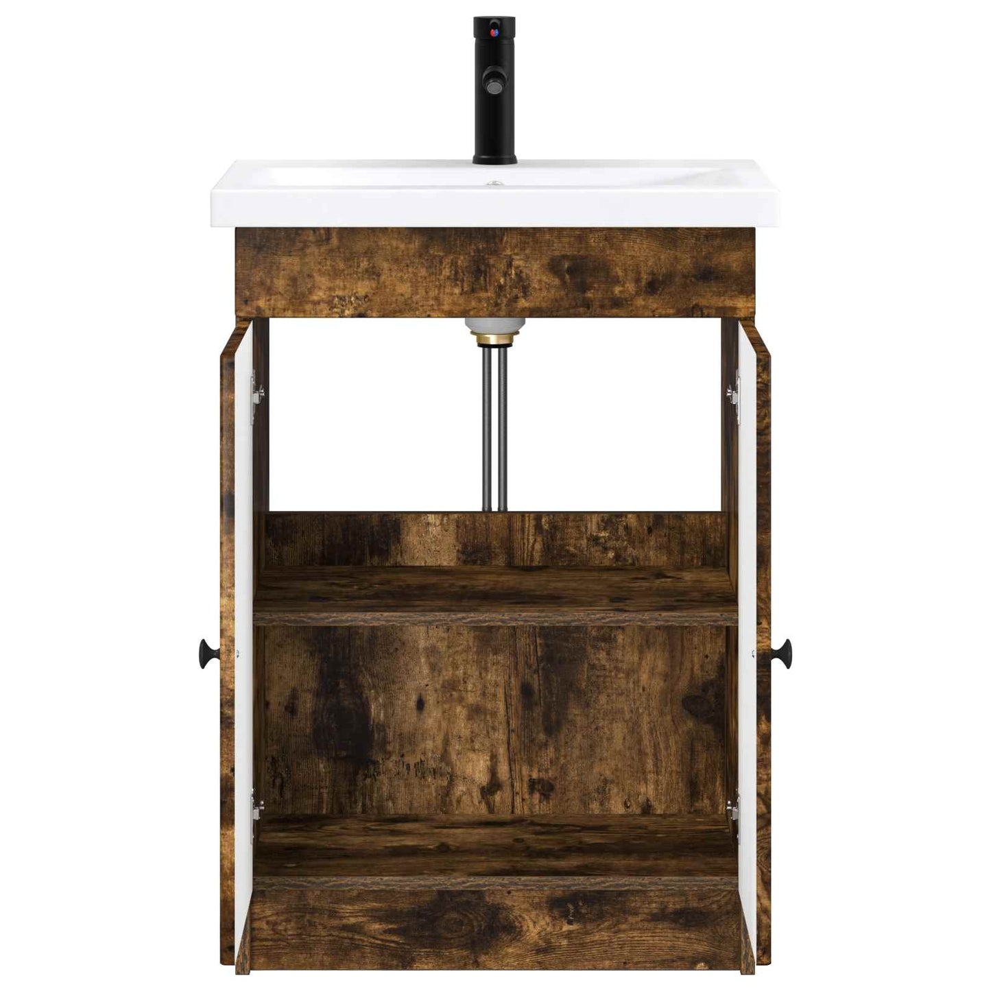 vidaXL Bathroom Furniture Set Smoked Oak 56 x 37.5 x 81 cm