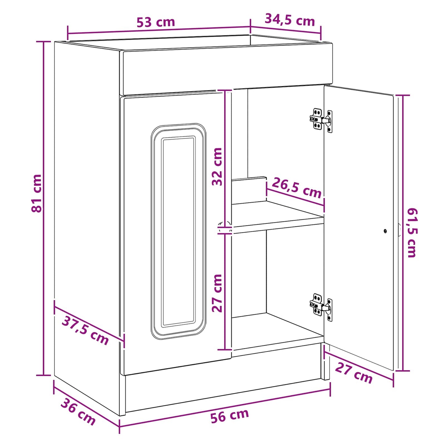 vidaXL Bathroom Furniture Set Grey Sonoma 56 x 37.5 x 81 cm