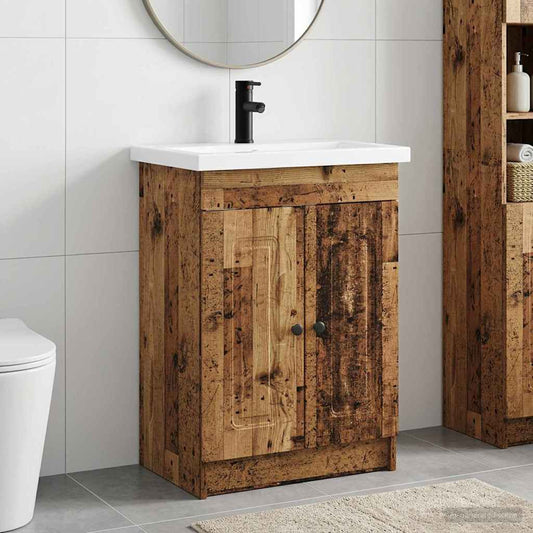 vidaXL Bathroom Furniture Set Old Wood 56 x 37.5 x 81 cm