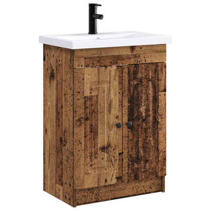 vidaXL Bathroom Furniture Set Old Wood 56 x 37.5 x 81 cm
