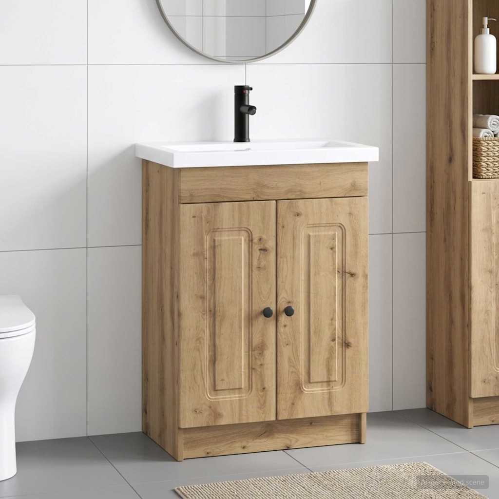 vidaXL Bathroom Furniture Set Artisan Oak 56 x 37.5 x 81 cm