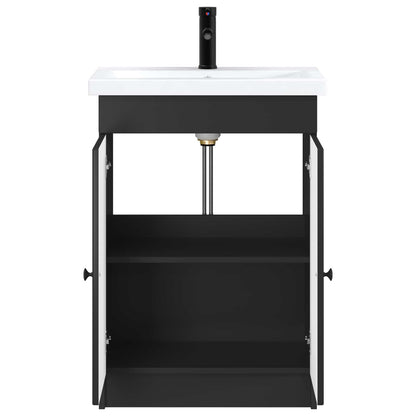vidaXL Bathroom Furniture Set Black 78.5 x 37.5 x 81 cm