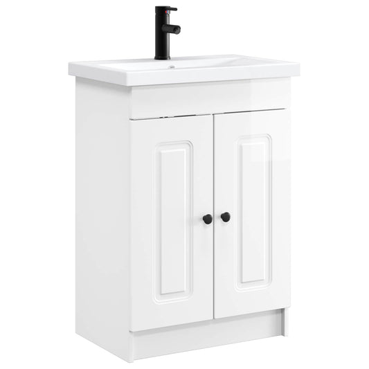 vidaXL Bathroom Furniture Set High Gloss White 78.5 x 37.5 x 81 cm