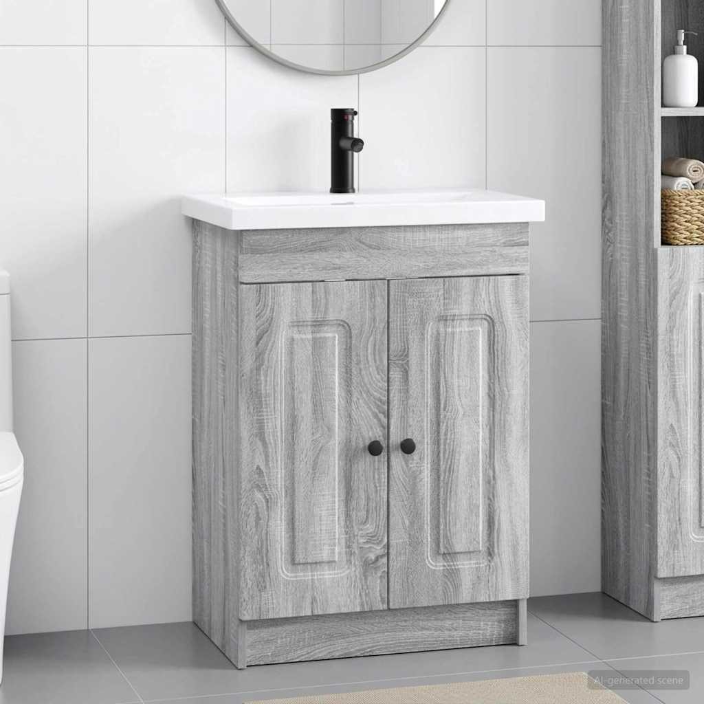 vidaXL Bathroom Furniture Set Grey Sonoma 78.5 x 37.5 x 81 cm