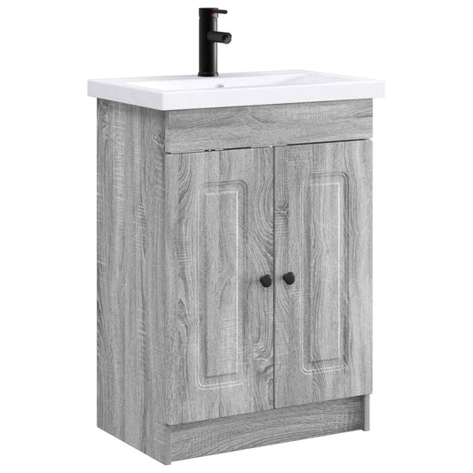 vidaXL Bathroom Furniture Set Grey Sonoma 78.5 x 37.5 x 81 cm