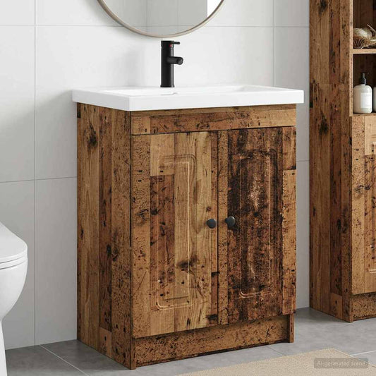 vidaXL Bathroom Furniture Set Old Wood 78.5 x 37.5 x 81 cm
